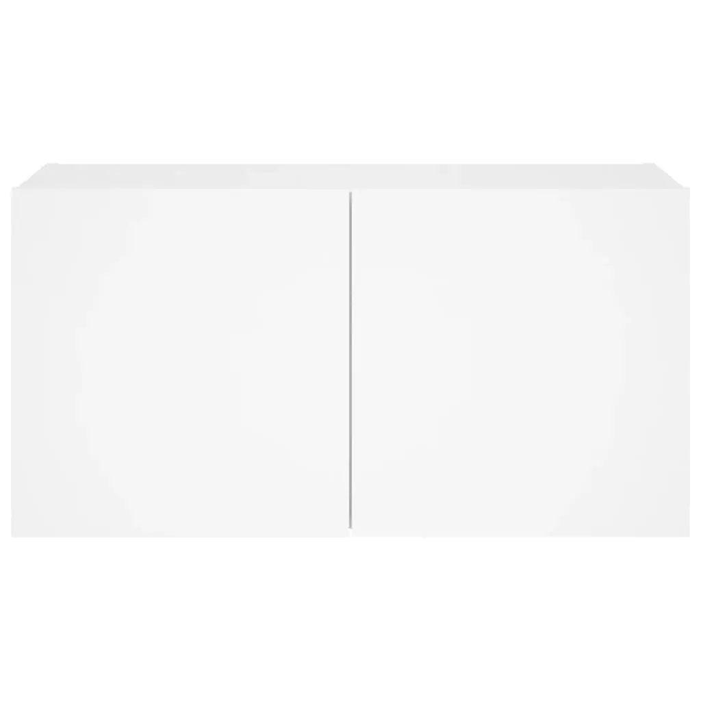 TV Wall Cabinet White LED Lights Storage Unit Floating Media Console Shelf