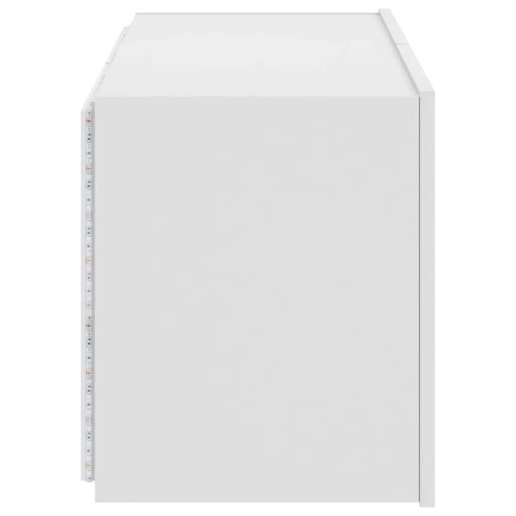 TV Wall Cabinet White LED Lights Storage Unit Floating Media Console Shelf
