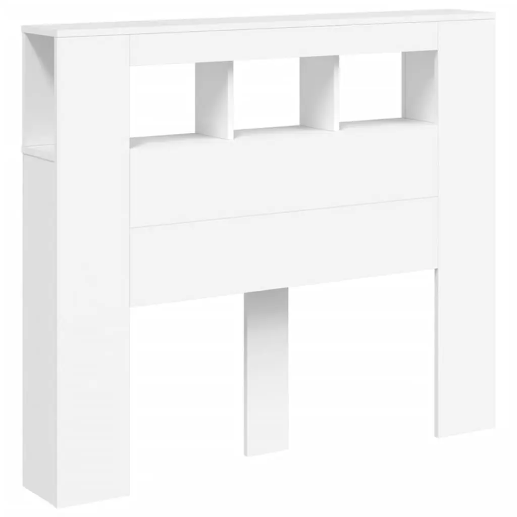 LED Headboard White 120cm Engineered Wood RGB Lights Storage Display