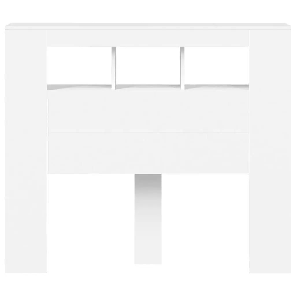 LED Headboard White 120cm Engineered Wood RGB Lights Storage Display