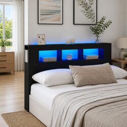 Compact and Stylish 160 cm Black LED Headboard