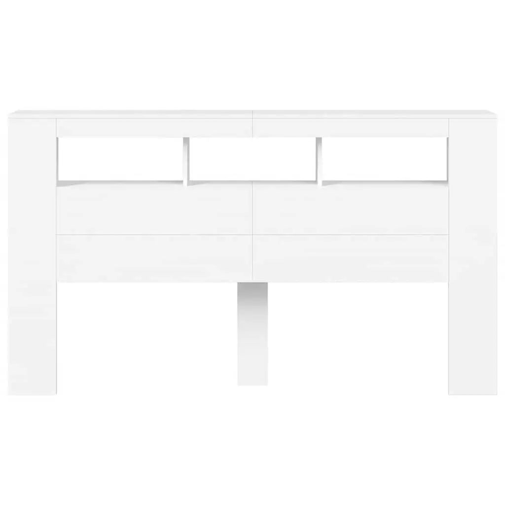 LED Headboard White 180cm Modern Bedroom Engineered Wood RGB Lights Storage Top