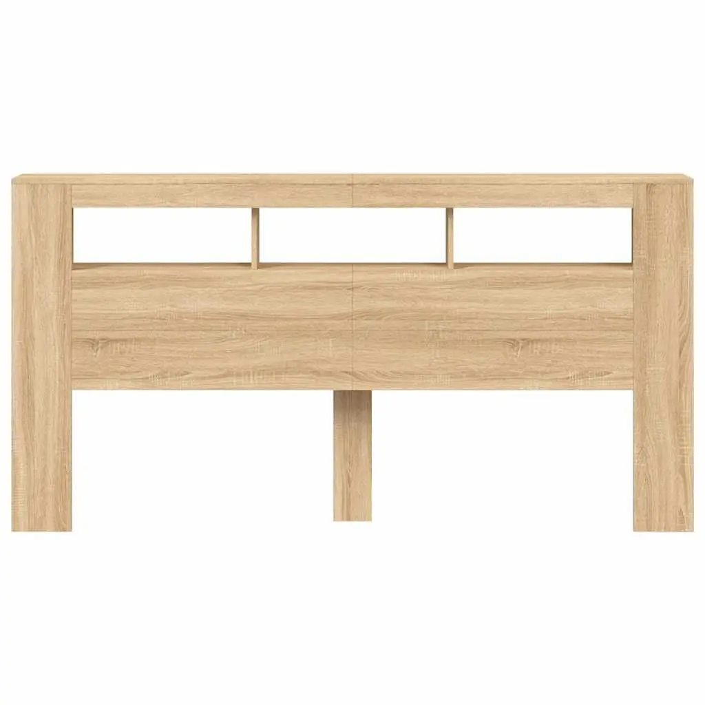 LED Headboard Brown 200cm Engineered Wood with RGB Lights and Storage