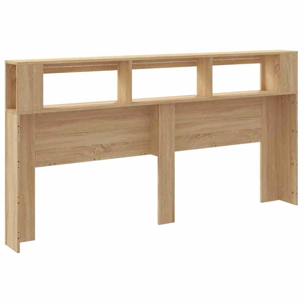 LED Headboard Brown 200cm Engineered Wood with RGB Lights and Storage