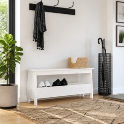 Compact Wooden Hall Bench with Storage 100x28x45 cm