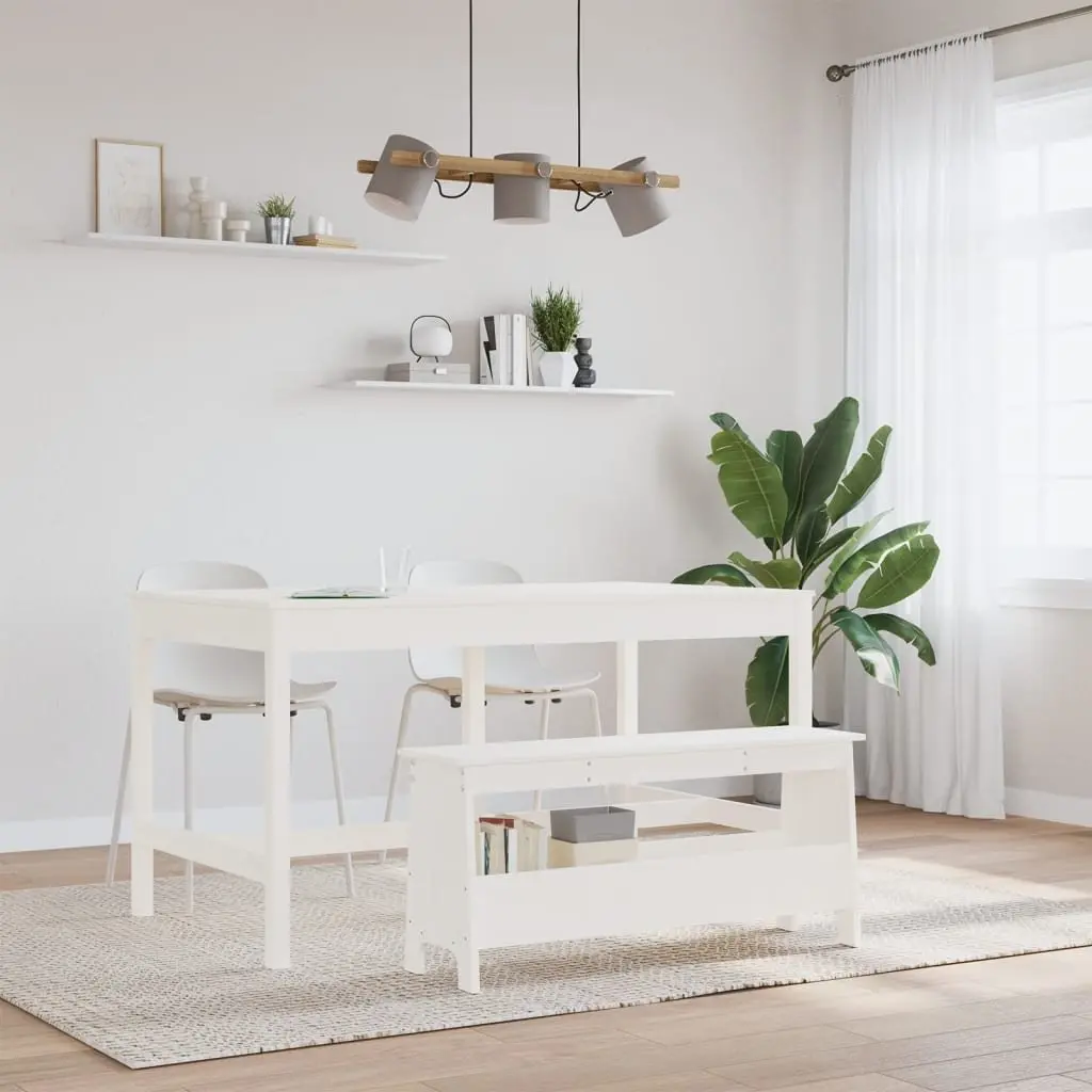 Wooden Hall Bench White 100x28x45 cm Storage Seating Pine Wood