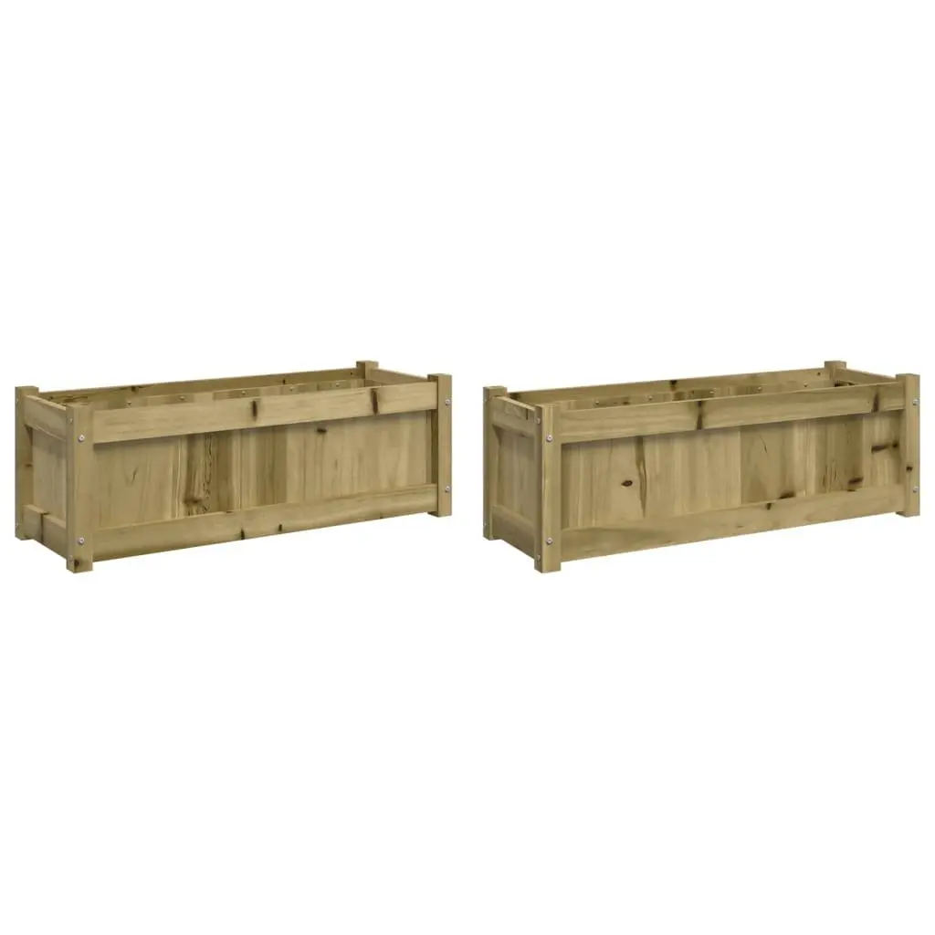 Wooden Garden Planters Brown 2 Piece Impregnated Pine Outdoor Patio Flower Pot Box