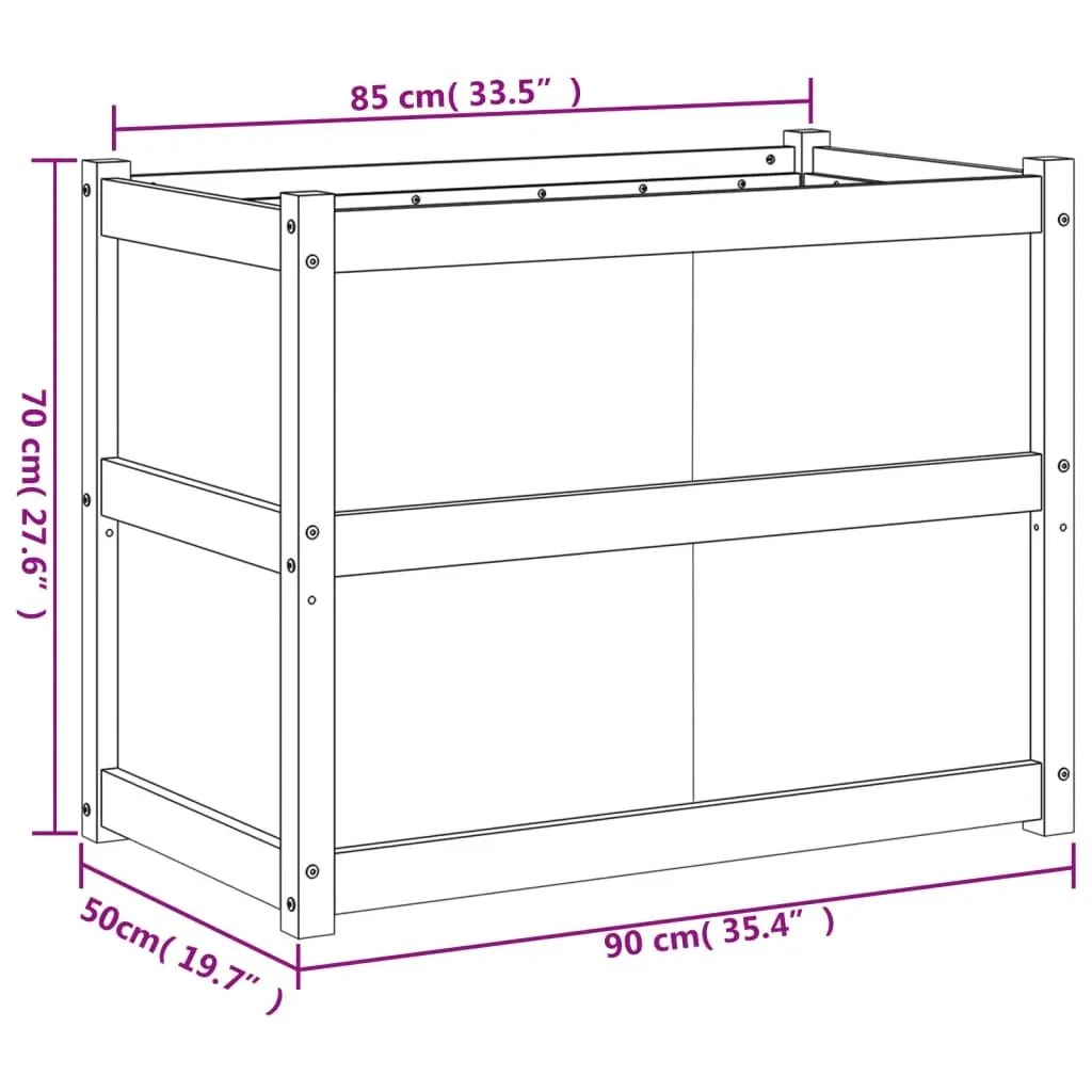 Garden Planter Box Brown 90x50x70cm Impregnated Pine Wood Outdoor Patio Flower