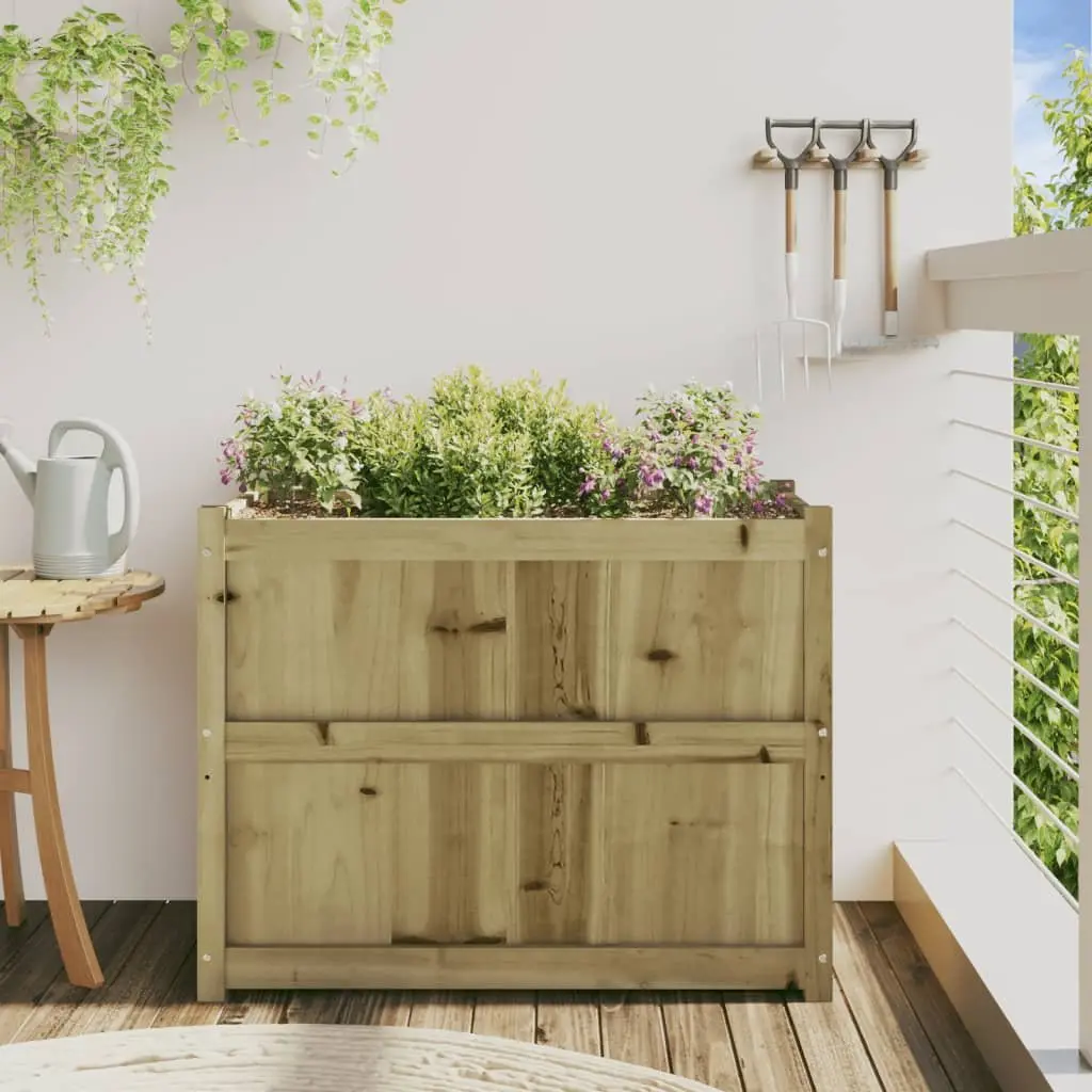 Garden Planter Box Brown 90x50x70cm Impregnated Pine Wood Outdoor Patio Flower