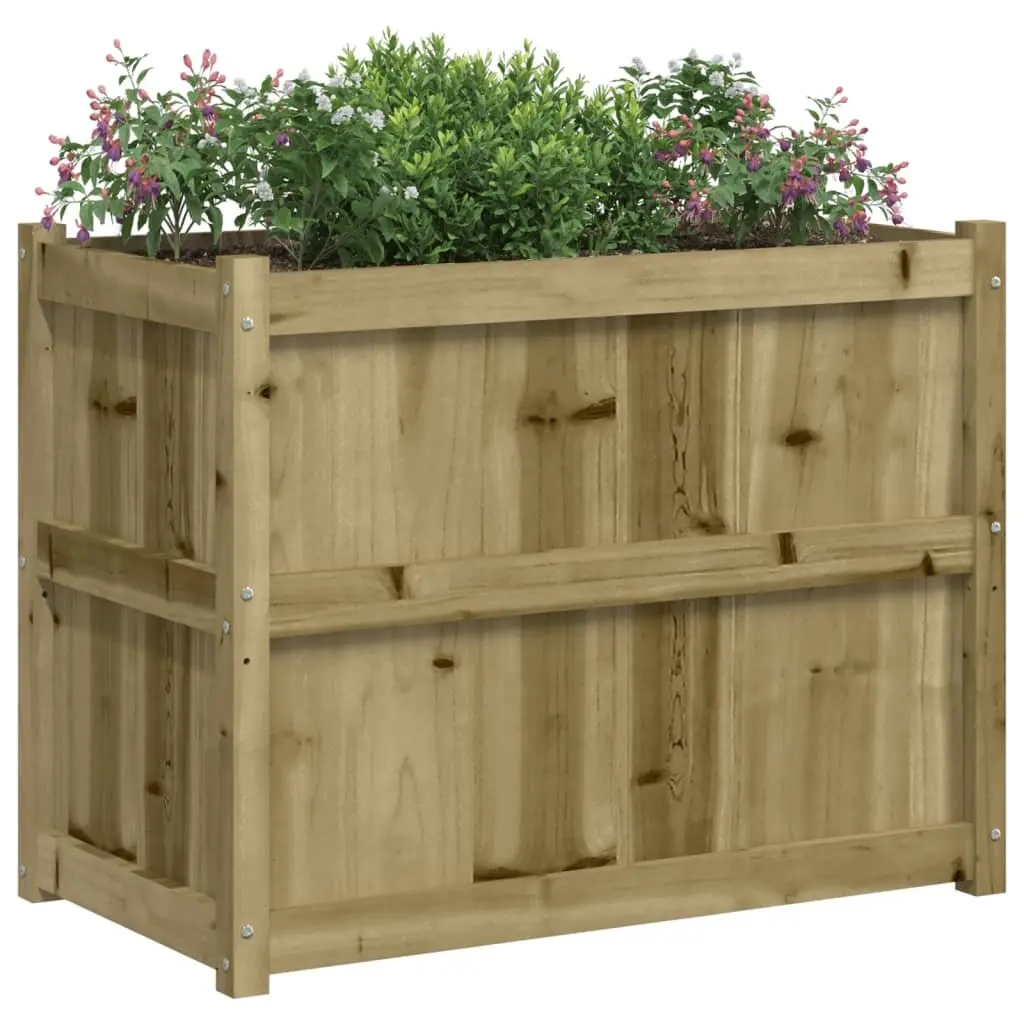 Garden Planter Box Brown 90x50x70cm Impregnated Pine Wood Outdoor Patio Flower