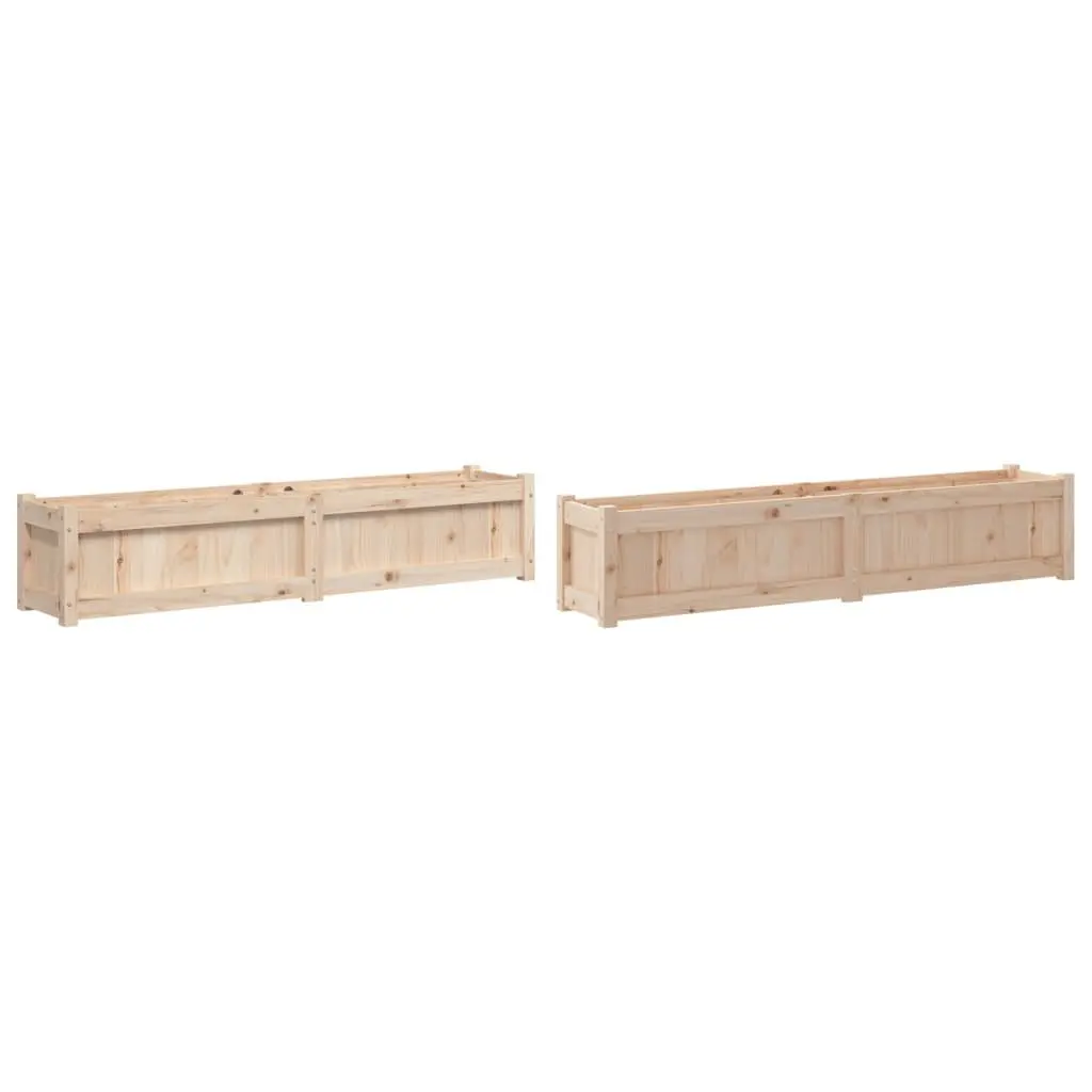 Wooden Garden Planters Brown 2 Piece Solid Pine Patio Flower Pot Set