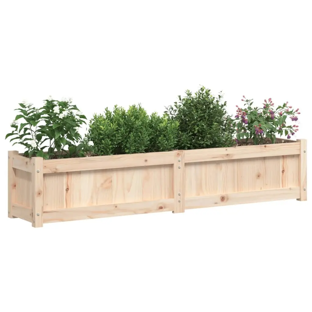 Wooden Garden Planters Brown 2 Piece Solid Pine Patio Flower Pot Set