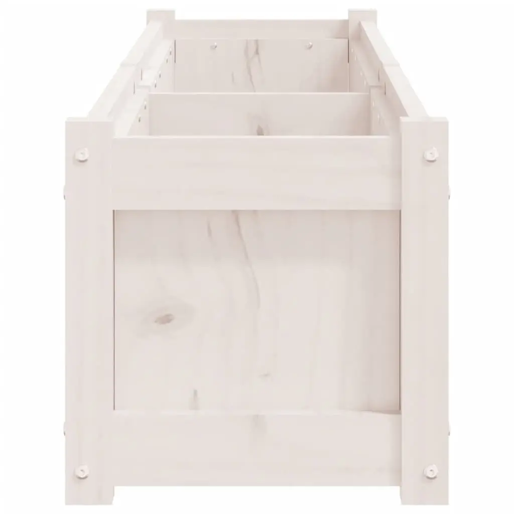 Wooden Garden Planters White 2 Piece Solid Pine Wood Outdoor Pots