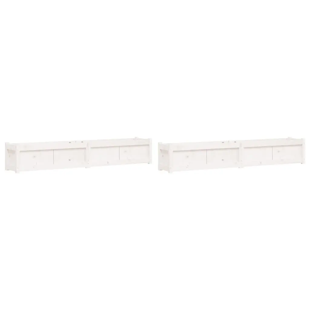 Wooden Garden Planters White 2 Pieces Solid Pine Wood Outdoor Patio Flower Pot