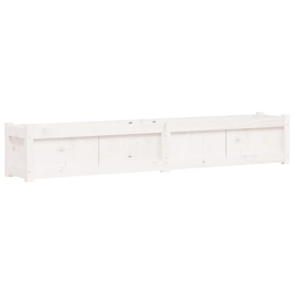 Wooden Garden Planters White 2 Pieces Solid Pine Wood Outdoor Patio Flower Pot