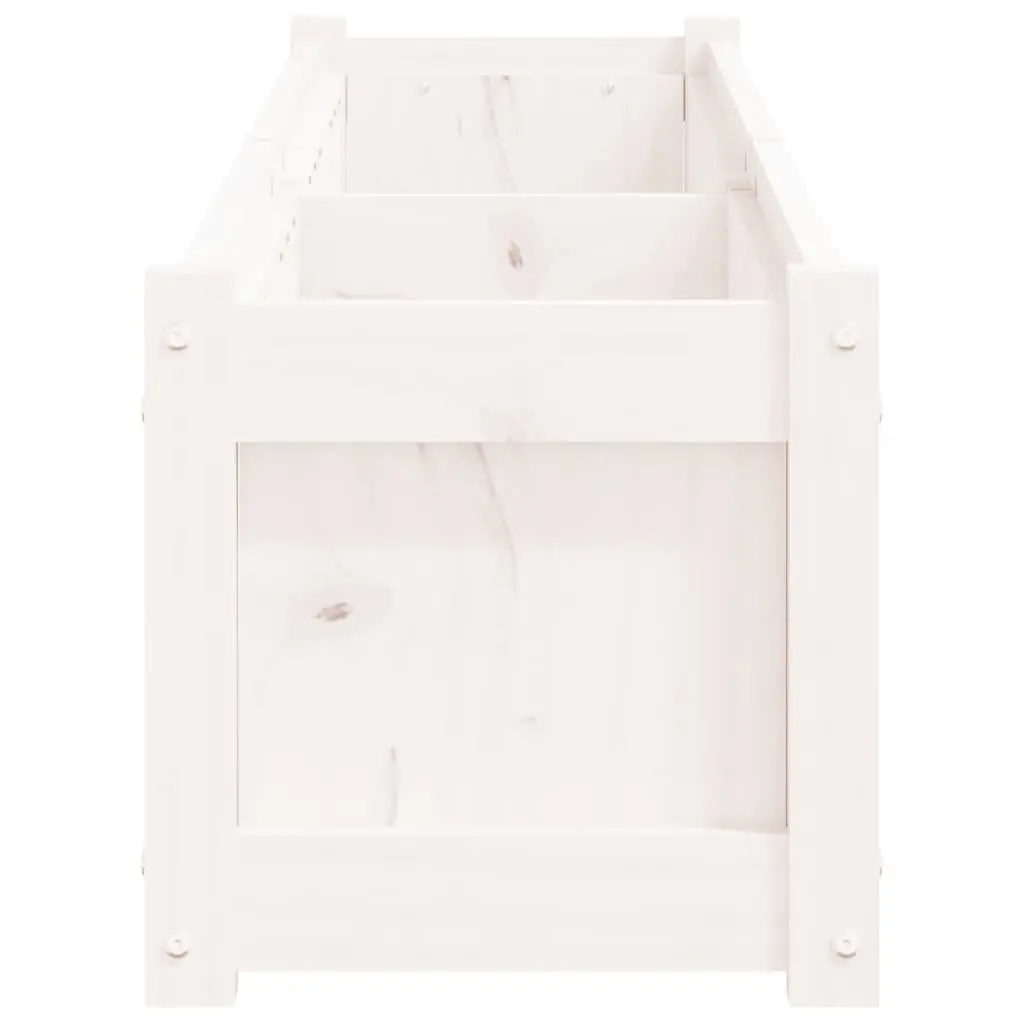 Wooden Garden Planters White 2 Pieces Solid Pine Wood Outdoor Patio Flower Pot