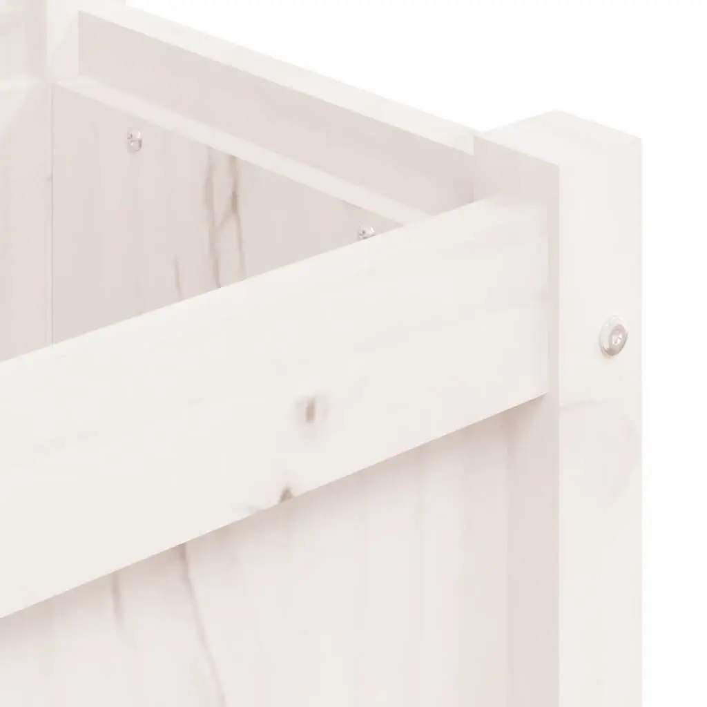 Wooden Garden Planters White 2 Pieces Solid Pine Wood Outdoor Patio Flower Pot