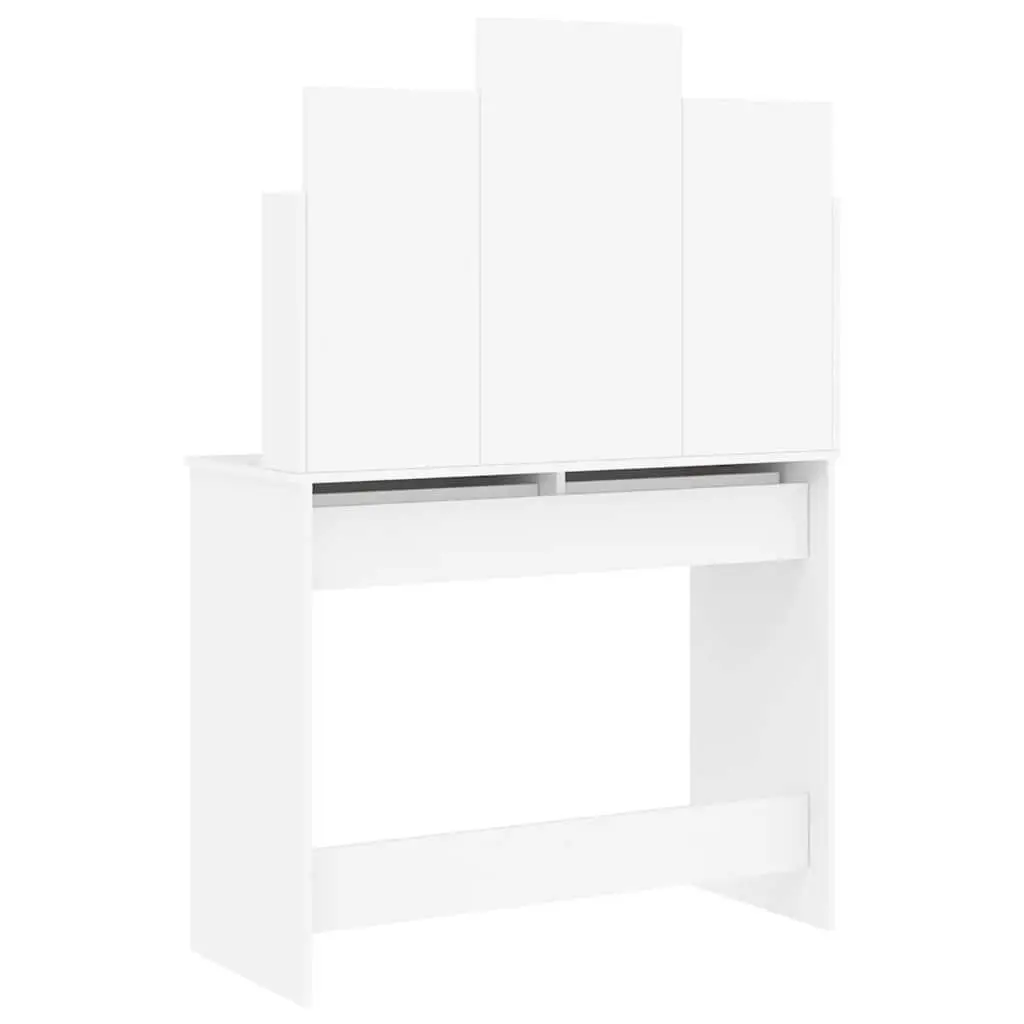 Dressing Table White with Mirror 2 Drawers 4 Shelves