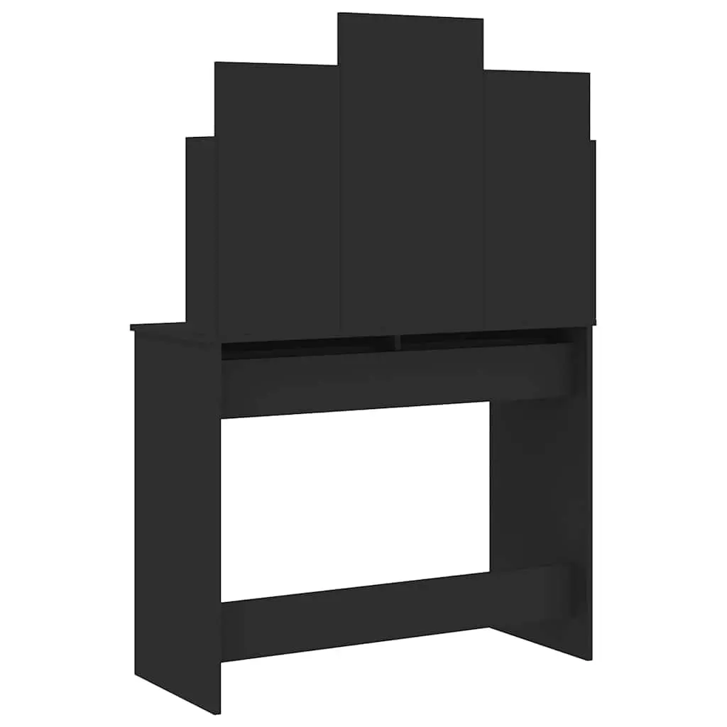Dressing Table Black 96W x 39D x 142H cm with Mirror Storage Drawers Shelves