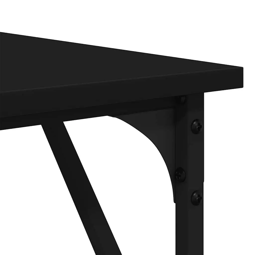 L-Shaped Desk Black Corner Computer Workstation Industrial Metal Frame Engineered Wood