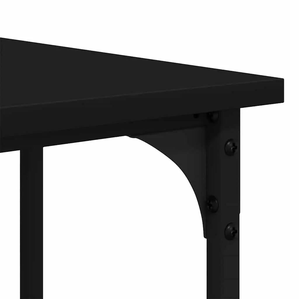 L-Shaped Corner Desk Black 139cm with Integrated Shelves for Storage and Organisation