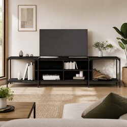 Concise Black Media Console with Engineered Wood Build