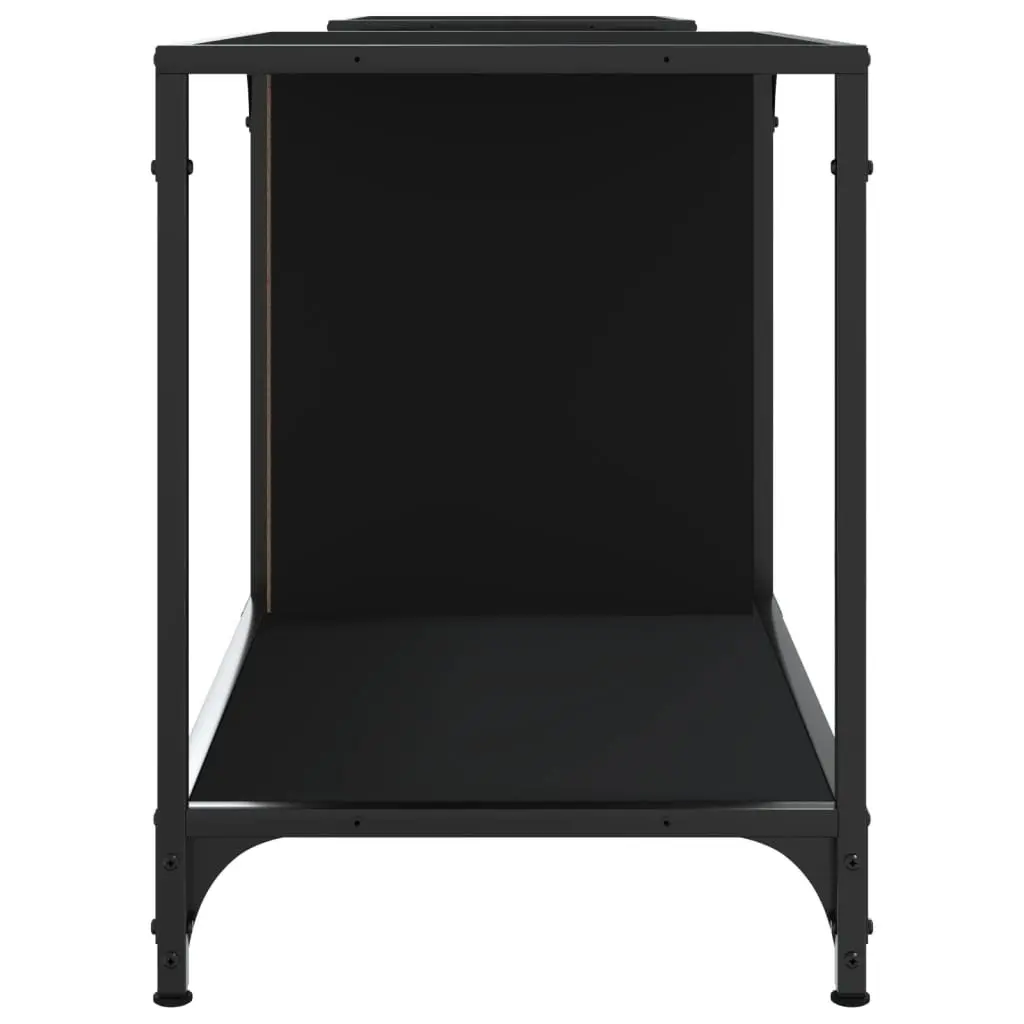 TV Cabinet Black Media Console Engineered Wood Shelves Storage Unit 203x37x50cm