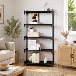 Black Bookcase with 5 Tiers