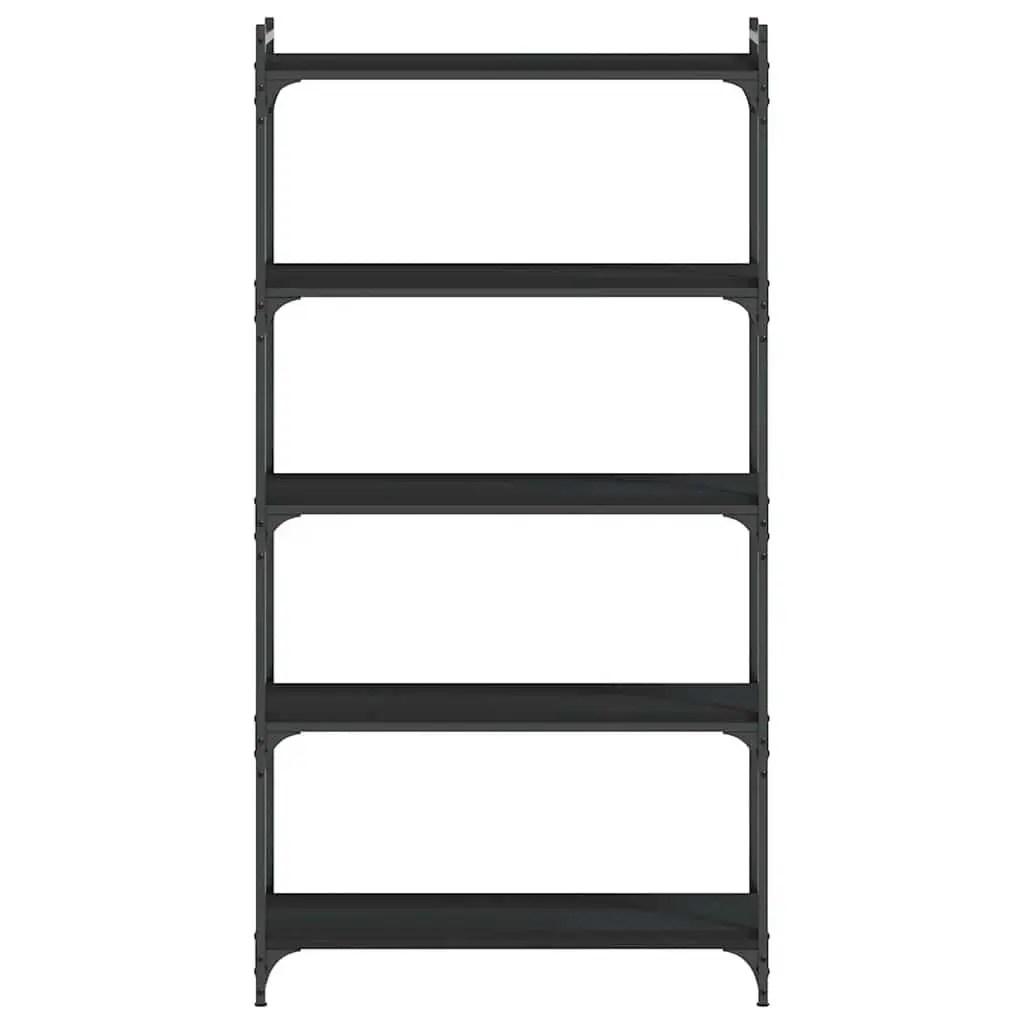 5-Tier Black Bookcase Engineered Wood Storage Organiser