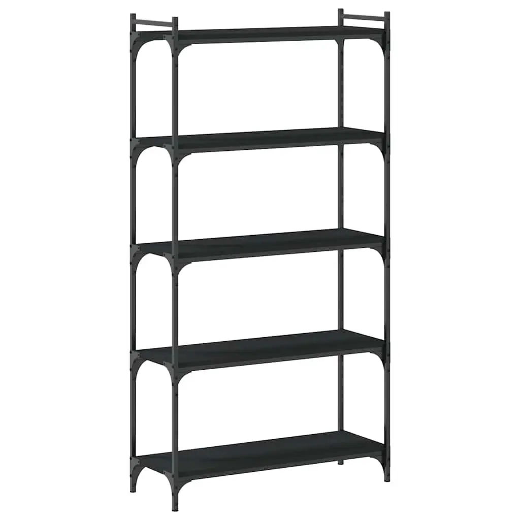 5-Tier Black Bookcase Engineered Wood Storage Organiser