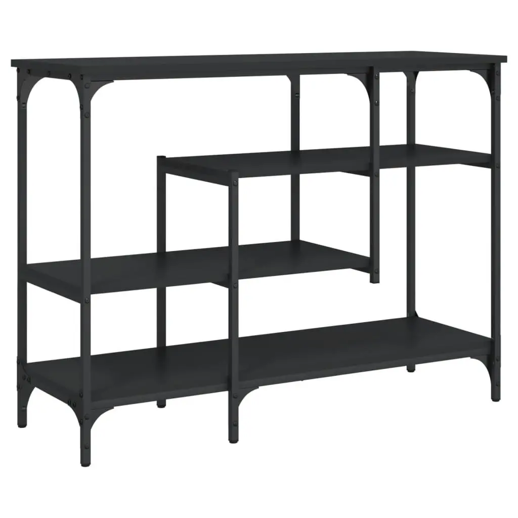 Console Table Black 100W x 35D x 75H cm Engineered Wood with Metal Frame and Shelves