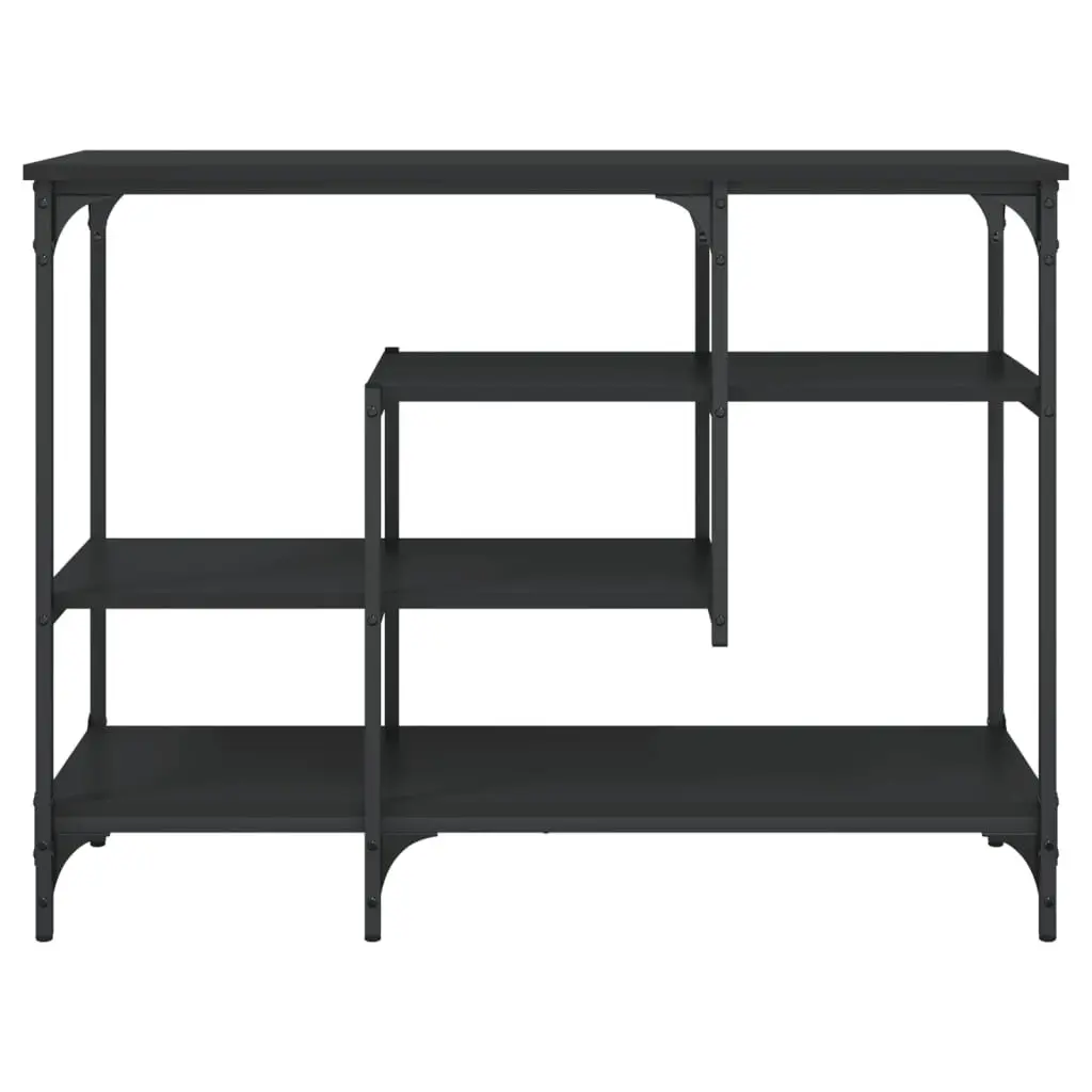 Console Table Black 100W x 35D x 75H cm Engineered Wood with Metal Frame and Shelves