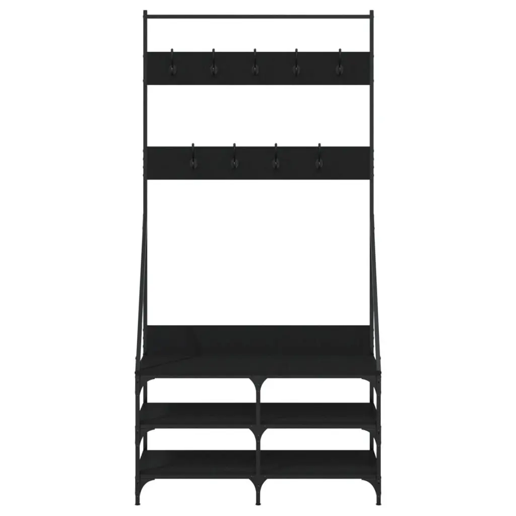 Clothes Rack Black Compact Garment Stand with Shoe Storage