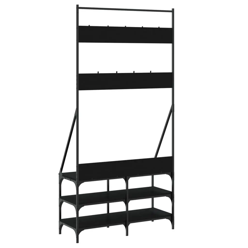 Clothes Rack Black Compact Garment Stand with Shoe Storage