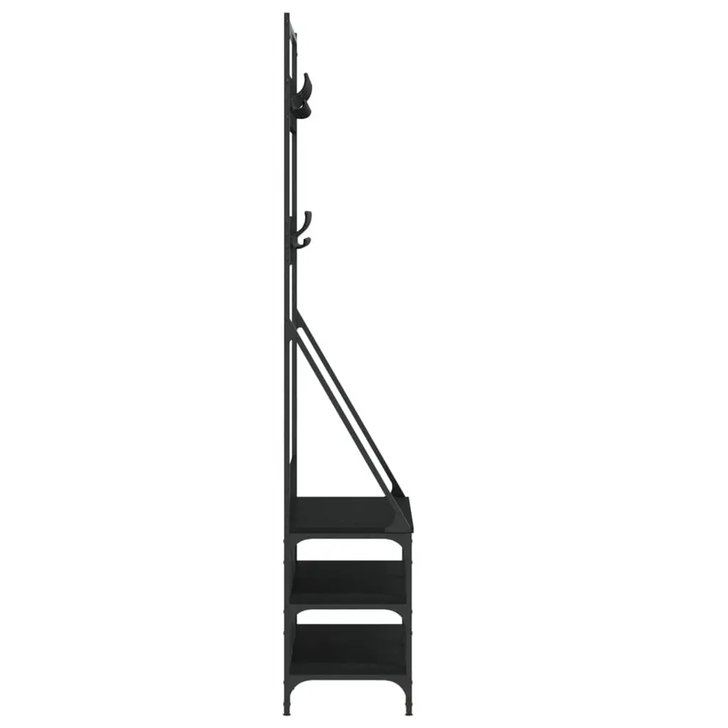 Clothes Rack Black Compact Garment Stand with Shoe Storage