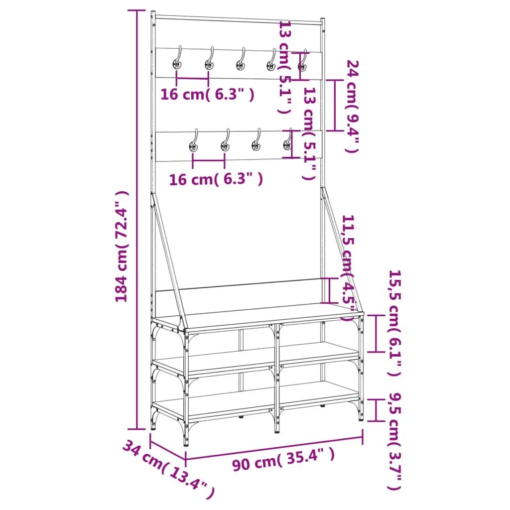 Clothes Rack Black Compact Garment Stand with Shoe Storage