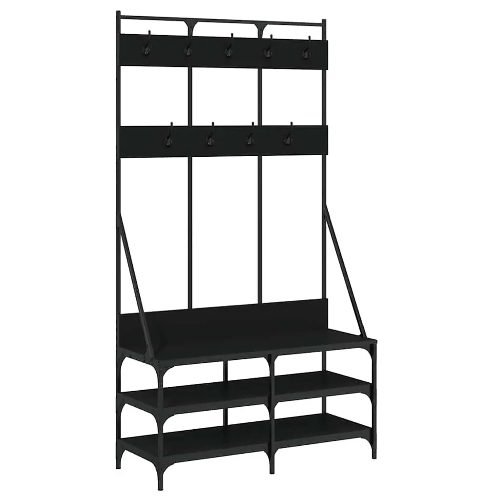 Clothes Rack Black 100x40x184cm with Shoe Storage Shelves Organiser