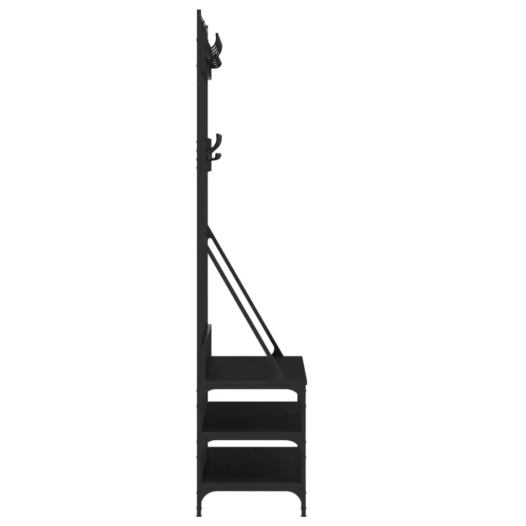 Clothes Rack Black 100x40x184cm with Shoe Storage Shelves Organiser