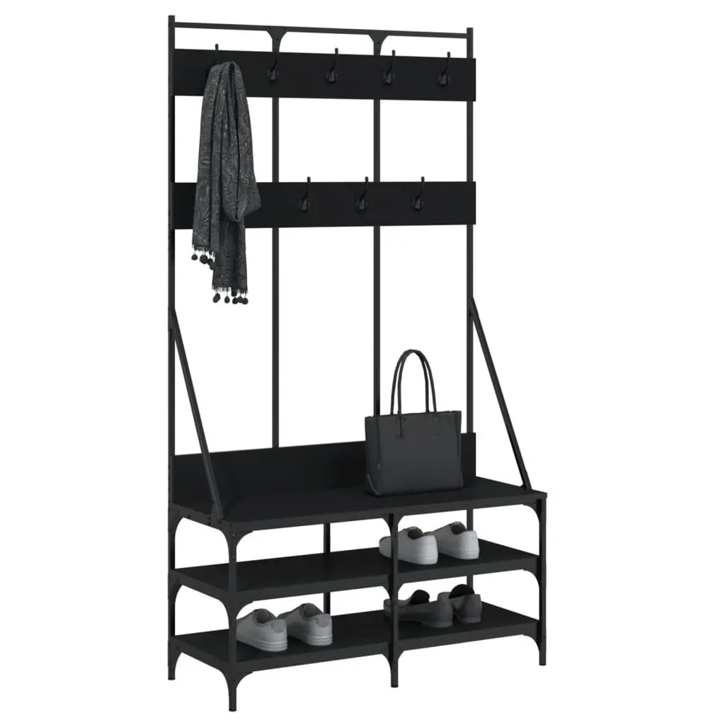 Clothes Rack Black 100x40x184cm with Shoe Storage Shelves Organiser