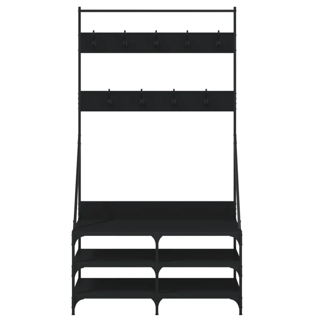 Clothes Rack Black 100x40x184cm Garment Stand with Shoe Storage