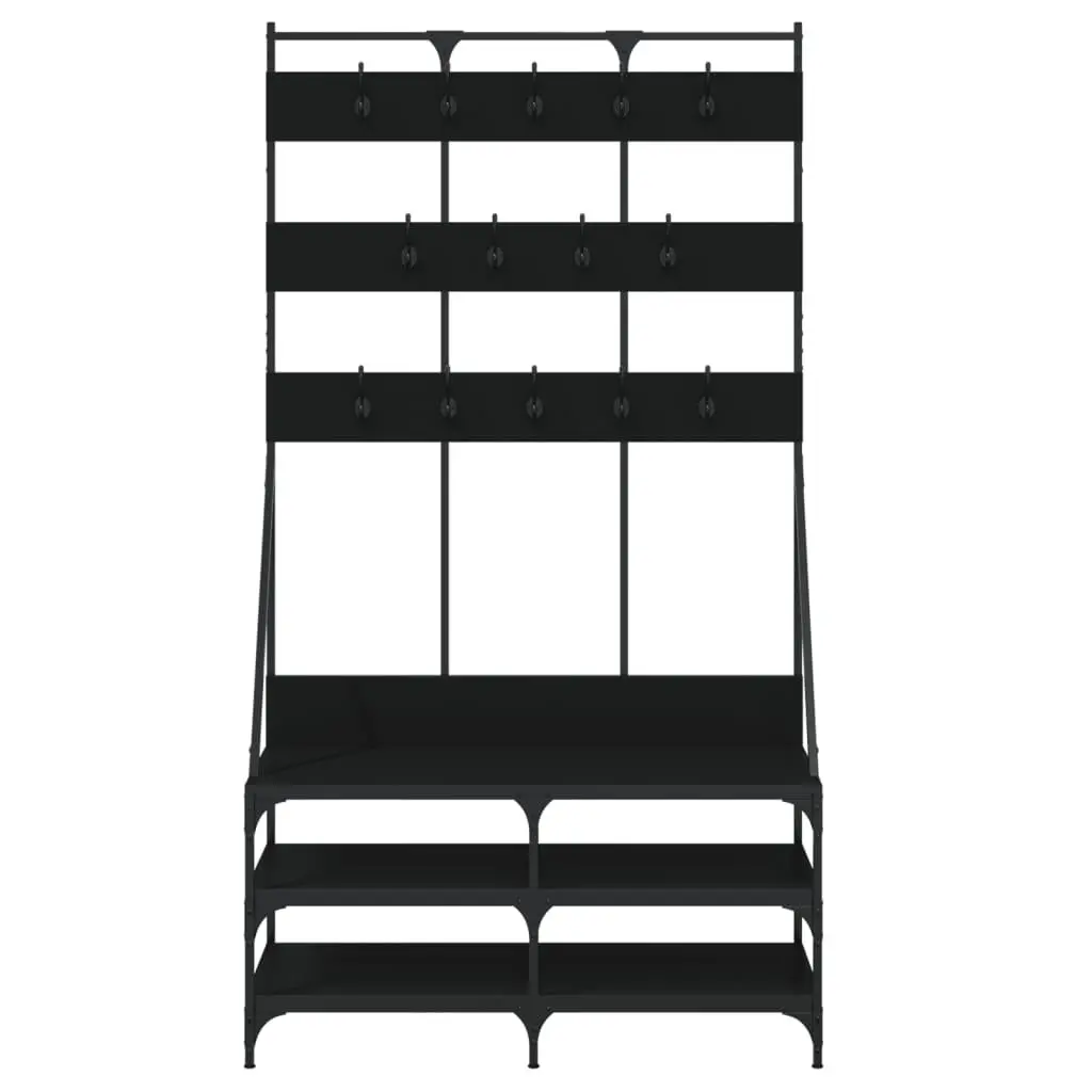 Clothes Rack Black 100x40x184cm with Shoe Storage Organiser Free-standing Garment Stand