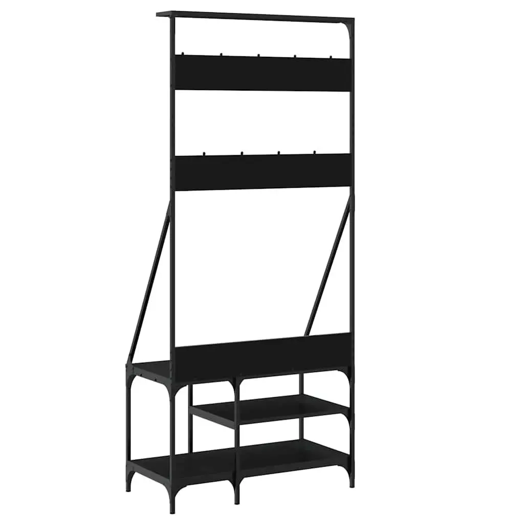 Clothes Rack with Shoe Storage Shelves Coat Stand Garment Organiser Black