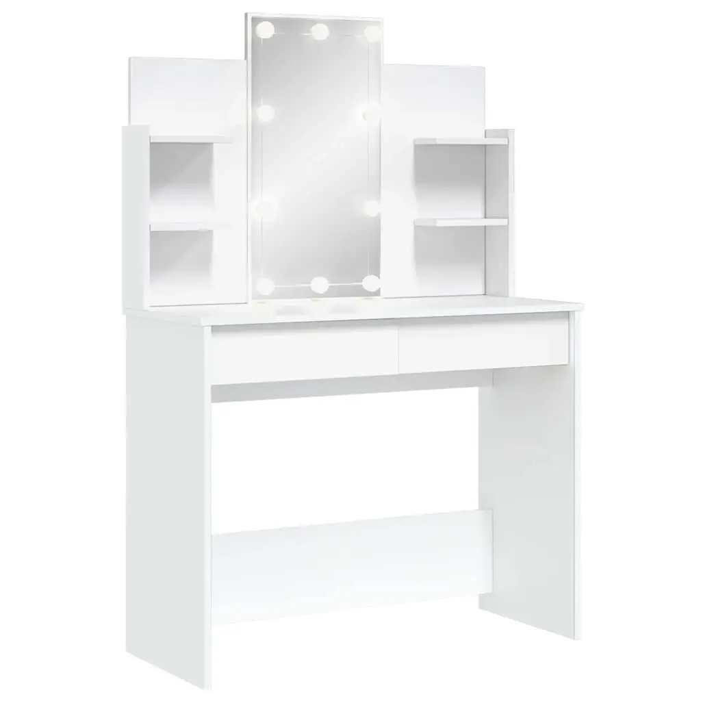 Dressing Table White LED Mirror Adjustable Lighting Makeup Vanity Bedroom Storage
