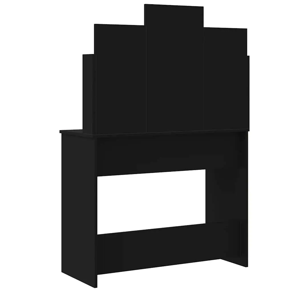 Dressing Table Black 2 Drawers LED Lights Mirror Adjustable Brightness