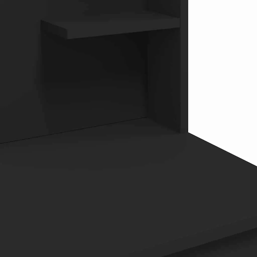Dressing Table Black 2 Drawers LED Lights Mirror Adjustable Brightness