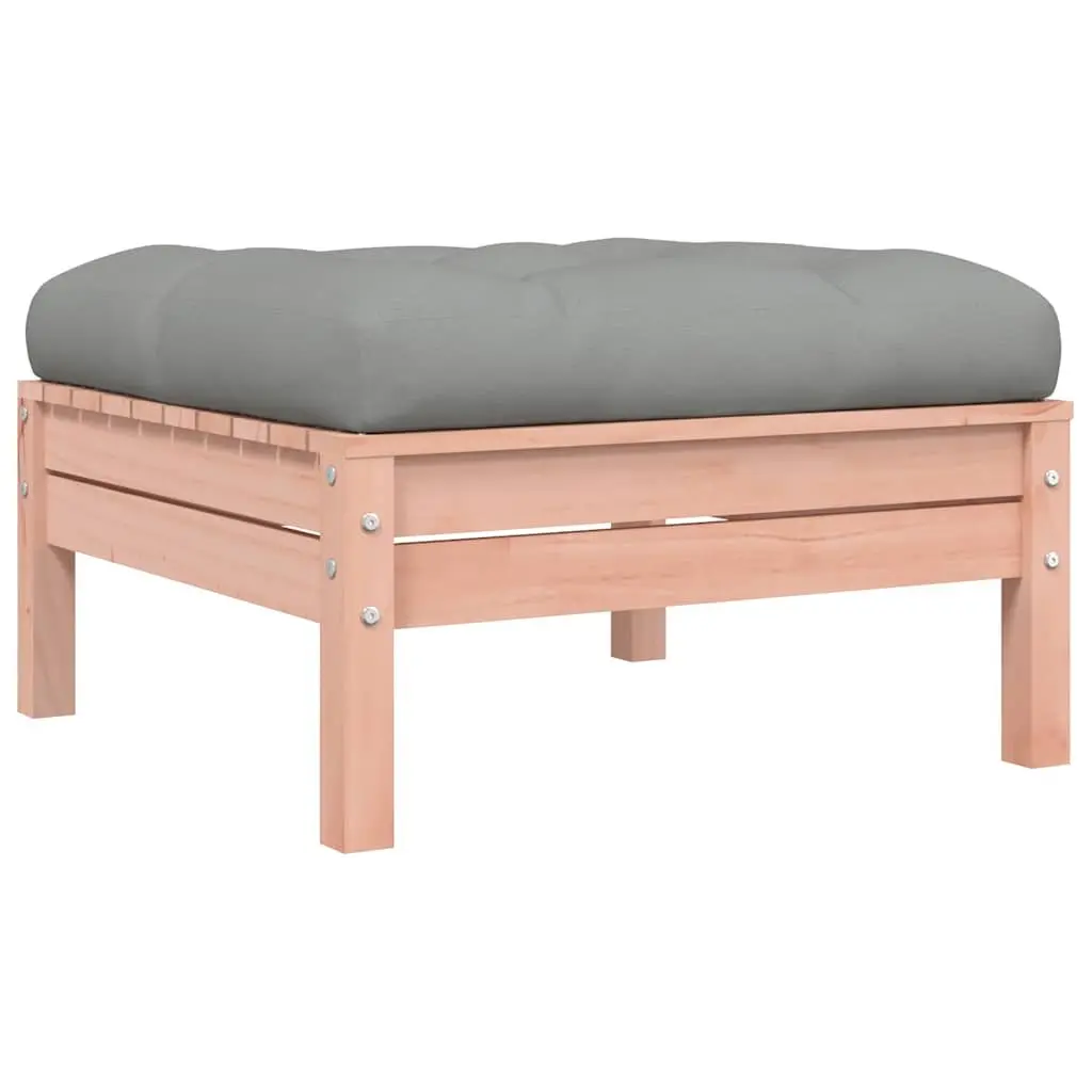 Outdoor Footstools with Cushions Set of 2 Garden Patio Ottoman Wooden Seating