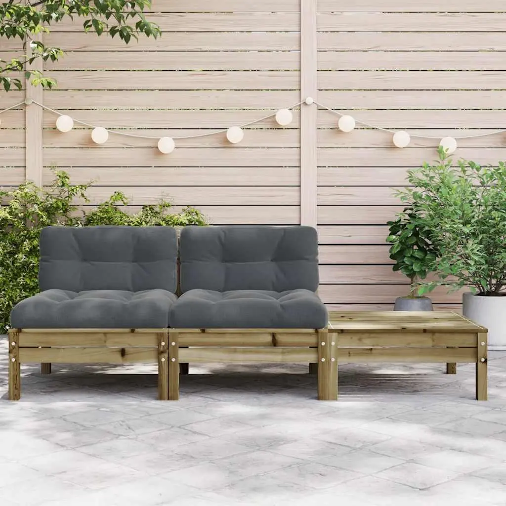 2-Seater Garden Sofa Brown with Cushions and Footstool Outdoor Patio Furniture