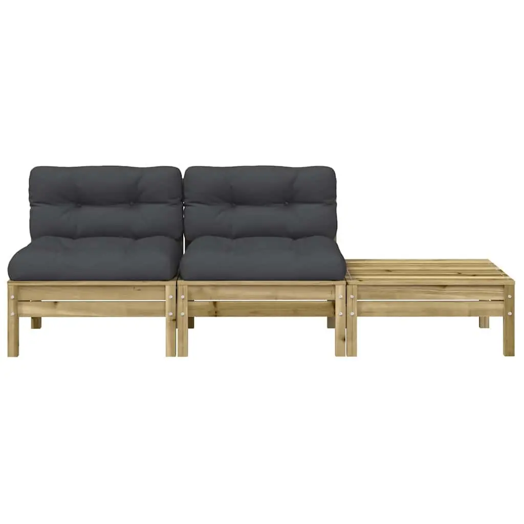 2-Seater Garden Sofa Brown with Cushions and Footstool Outdoor Patio Furniture