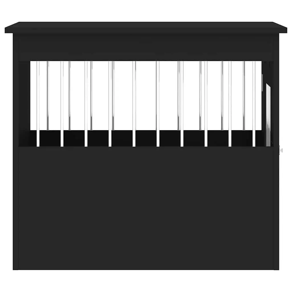 Dog Crate Furniture End Table Black 55x75x65cm Steel Wire Engineered Wood Kennel