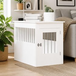 Concise and Practical White Dog Crate Furniture Design
